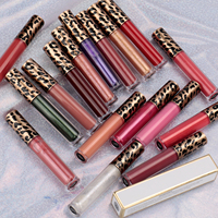 Logo personnalisé, couvercle de brillant à lèvres léopard, tubes vides étanches, contenants de brillant à lèvres végétalien longue durée