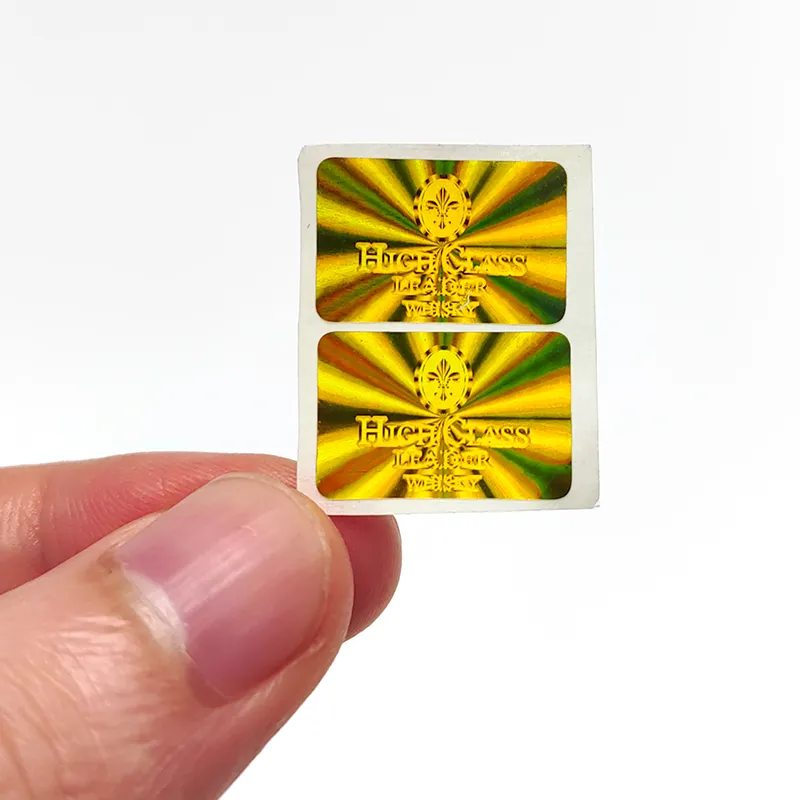 ASY Fábrica al por mayor Rectángulo Forma holograma Etiqueta adhesiva Etiqueta DE SEGURIDAD dorada Etiqueta de holograma con su logotipo personalizado