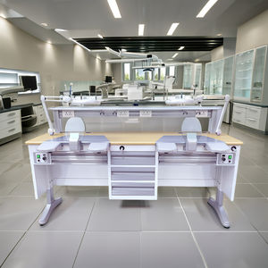 Table d'établi <span class=keywords><strong>de</strong></span> <span class=keywords><strong>laboratoire</strong></span> dentaire gris clair <span class=keywords><strong>de</strong></span> grande taille plan <span class=keywords><strong>de</strong></span> travail en métal ignifuge pour les techniciens dentaires scolaires et hospitaliers - Product Image 4