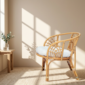 Fauteuil en rotin à dossier croisé, fait main, style moderne, chaise de loisirs avec coussin en mousse, style côtier, meuble de salon pour la décoration intérieure - Product Image 1