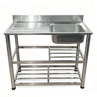 Évier utilitaire portable en acier inoxydable avec table de travail, armoire d'évier tout-en-un pour cuisine extérieure, camping, cabane, patio, restaurant
