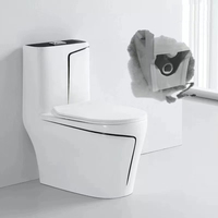 Cuvette de toilette de style européen moderne en céramique, plaque d'or super tourbillonnante, monobloc, carré à double chasse, piège en S coloré