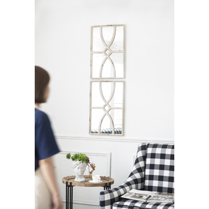 Rectangular Wooden <b>Wall</b> <b>Mirror</b> 16x23 In Distressed White Frame Vertical Or Horizontal Home Decor For Living Room <b>Set</b> - Product Image 1