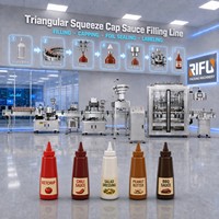 Ligne de production automatique de remplissage, bouchage et étiquetage de bouteilles souples 2000-6000 BPH pour sauces, ketchup, confitures, pâtes et condiments CE