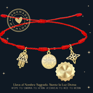 Bracciale da 7 nodi con nodo da strega e Tetragrammaton oro inox portafortuna protezione amuleto - Product Image 2