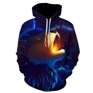 Felpa con Cappuccio a Maniche Lunghe da <span class=keywords><strong>Uomo</strong></span> per Commercio Estero Transfrontaliero, Stile Europeo e Americano, Stampa 3D <span class=keywords><strong>Lupo</strong></span>, Vestibilità Aderente, Autunno Inverno - Product Image 6