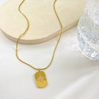 Collier vintage avec pendentif étoile octogonale sertie de zircons, en acier inoxydable, forme géométrique, accessoire en acier titane