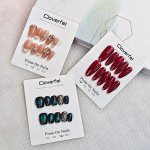 10 Uñas Postizas con Patrón Geométrico - Estilo Ins, Cobertura Completa, Brillantes, de Larga Duración - Product Image 3