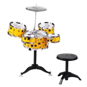 Star Yellow Jazz <b>Drum</b> Set with Cymbal Drumsticks Adjustable Stool Percussion Instrument - Product Image 6