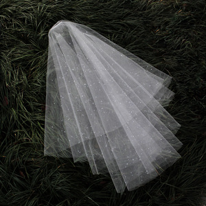 Brillant goutte d'eau haute transparence gaze <span class=keywords><strong>voile</strong></span> de mariée Double couche peigne à cheveux Photo chapeaux cristal voiles de mariage - Product Image 6