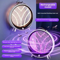 Lampe anti-moustiques rechargeable, piège à choc électrique à lumière UV violette avec veilleuse chaude, double usage mural et de table