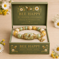 Bracelets extensibles perlés faits main en tungstène, motif abeille et fleur, unisexe, best-seller transfrontalier 2026, vente en gros d'usine pour anniversaire