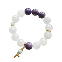 Pendentif artisanal Han Qian'er en cristal blanc naturel et jade en forme de boule de dragon violette, fait main, perles tendance pour femme, cadeau