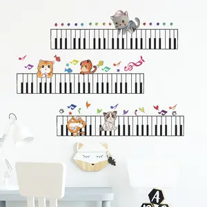 婴儿房装饰可爱猫墙贴音乐笔记图像
