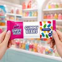 Bolsa de Embalaje Personalizada al por Mayor con Logotipo, Impresa Digitalmente, de Grado Alimenticio, para Gomitas, Chocolate y Barras de Caramelo