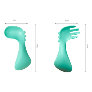 Set di Posate per Bambini a Forma di Dinosauro, Forchetta e Cucchiaio in Materiale Alimentare, Stoviglie Cartoon per Bambini, Portatile per Uscite - Product Image 5