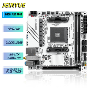 Jginyue B450I-PLUS ARGB DDR4เมนบอร์ด Mini <span class=keywords><strong>ITX</strong></span> PC อินเตอร์เฟซ SATA สนับสนุนคู่ <span class=keywords><strong>AM4</strong></span>ซีพียูโปรเซสเซอร์ซีรีส์1000-5000 - Product Image 1