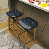 Tabouret de bar moderne en bois pour pub commercial, chaise de bar en cuir PU, tabourets de comptoir de cuisine de luxe pour petit-déjeuner