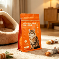 Emballage alimentaire refermable à fond carré et huit soudures, personnalisé, pour aliments pour chats et chiens, en MOPP PET PE mat, avec fermeture éclair, qualité alimentaire, résistant à l'humidité
