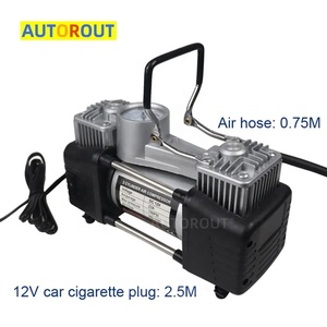 เครื่องอัดอากาศแบบสองกระบอกสูบ AUTOROUT สำหรับรถ SUV รถบรรทุก 12v เครื่องเติมลมยางแบบพกพาขนาดเล็ก ดีไซน์ OEM ปั๊มลมไฟฟ้าสำหรับรถยนต์ - Product Image 5