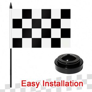 Factory Wholesale 100% Polyester Eco-Friendly Digital Printing PVC Flagpole Black White Checkered Racing Table <b>Flags</b> 11.8inch - Product Image 3