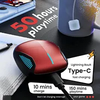 Écouteurs sans fil Brightblue Y1 TWS avec indicateur de batterie LED, réduction de bruit ENC, faible latence pour le jeu, lumières RVB, son stéréo