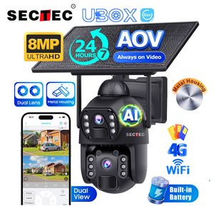 SECTEC Outdoor Dual Lens Dual Linkage HD 6MP AOV Cámaras <span class=keywords><strong>de</strong></span> <span class=keywords><strong>seguridad</strong></span> inalámbricas para exteriores para vigilancia del hogar con panel solar fijo - Product Image 1