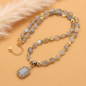 Collana con perline in pietra Unisex curativa naturale irregolare e naturale con pietre preziose collana con ciondolo per donna uomo - Product Image 5