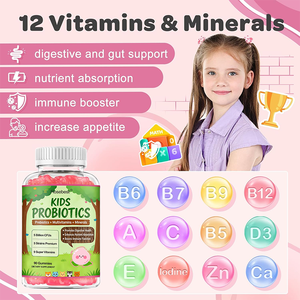 Rosebest, usine chinoise, OEM, marque privée, probiotiques organiques pour enfants, gommes à mâcher, complément alimentaire avec 150 mg de FOS pour la digestion - Product Image 2