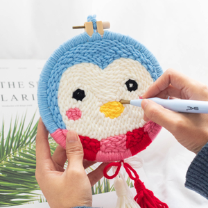 Kit de broderie à l'aiguille à poinçon faite à la main en fil de tufting DIY pour débutants avec cerceau, instructions et échantillon gratuit - Product Image 6