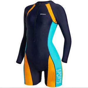 Traje de Baño de 6 Piezas para Mujer, Spandex/Poliéster, Protección UV, Secado Rápido, Transpirable, Ecológico, Tallas Grandes, Cierre Frontal, Manga Corta - Product Image 1