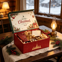 Boîte cadeau diffuseur de parfum de Noël avec tiroir, emballage festif estampé or pour présentoir de coffret cadeau gants et chocolats, vente en gros