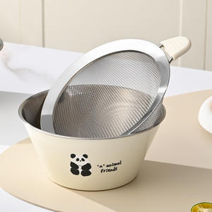 Bol de cuisine de petite taille en acier inoxydable à double usage pour mélanger les salades et les fruits Panier de drainage facile à laver Passoire domestique Passoire - Product Image 1
