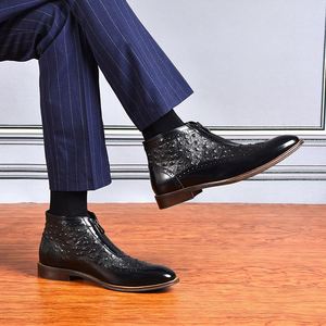Nouvelles bottes de style automne pour hommes, bottes hautes avec motif crocodile, cuir, bottes en cuir formelles pour hommes - Product Image 4