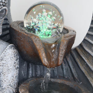 Venta al por mayor Zen meditación interior Feng Shui cascada resina estatua <span class=keywords><strong>de</strong></span> Buda Mesa fuente <span class=keywords><strong>de</strong></span> <span class=keywords><strong>agua</strong></span> con bola <span class=keywords><strong>de</strong></span> cristal - Product Image 6
