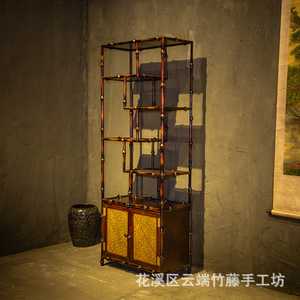 Bamboo Handmade Antique Display Shelf Ming Style Multi Layer Tea Set Storage Rack - Product Image 2