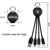 Câble de charge personnalisé 3 en 1 court 15 cm Type C Micro USB gaine TPE cuivre pur logo LED cadeau promotionnel vente en gros