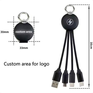 Cable de Carga 3 en 1 Personalizado, Corto de 15 cm, Tipo C, Micro USB, Revestimiento de TPE, Cobre Puro, Logotipo LED, Regalo Promocional, Venta al Por Mayor - Product Image 2