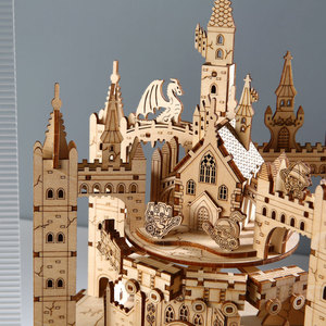 Kit d'assemblage musical DIY de <span class=keywords><strong>château</strong></span> médiéval en bois découpé au laser 3D pour la vente en gros - Product Image 4