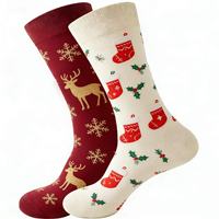 Chaussettes mi-mollet en coton décontractées pour hommes et femmes, style AB, best-seller transfrontalier, avec motifs de Père Noël, bonhommes de neige et rennes de dessin animé