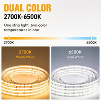 Lampu Strip LED DC 24V 2700K-6500K Dapat Disesuaikan Warna Ganda COB LED Strip 608LEDs/m 5MM Tipis untuk Kabinet Lampu LED Dekoratif Dalam Ruangan