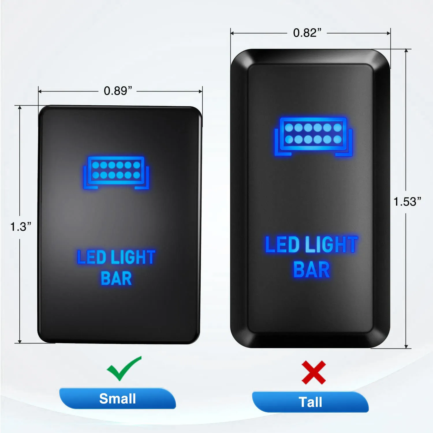Auto 12V Led Light Bar Push Button Switch Car Central Control Push Button Switch With Connector Wire Customized Symbol