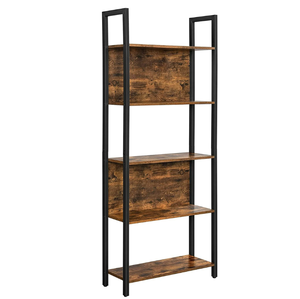 Giá cả cạnh tranh mộc mạc màu nâu và đen <span class=keywords><strong>5</strong></span>-<span class=keywords><strong>SHELF</strong></span> lưu trữ Kệ Tủ sách cho phòng khách lối vào hoặc văn phòng - Product Image 1