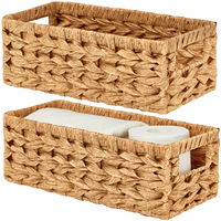 Paniers de rangement en polypropylène tressé à la main, souples, avec poignées, pour le rangement du papier toilette, organisation des étagères, petite taille