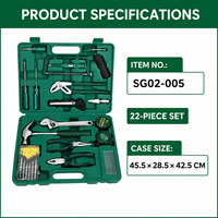Kit d'outils de réparation domestique 22 pièces, ensemble d'outils manuels de bricolage pour la maison avec étui de transport, marteau, clé à molette, pinces, tournevis, ruban à mesurer