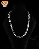 Kalung Tengkorak Perak Sterling S925 Personalisasi Mata Hijau Salib Bunga Bling Perhiasan Hip Hop Kalung Custom