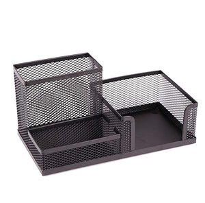 Pen Holder Mesh Pencil Holder Metal Desk Organizer with 3 Compartments Desk Accessories and Workspace Organizer - Product Image 3