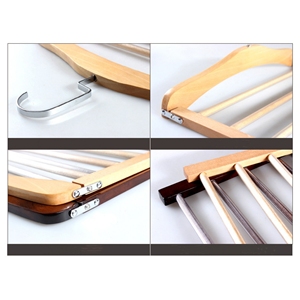 Space-Saving <strong>Folding</strong> Wood Pant <strong>Hangers</strong> for Pants Jeans Scarf Trousers Tie Towel-<strong>Multi</strong>-Use Clothing Rack - Product Image 2