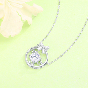Venta Directa de Fábrica, Collar con Colgante de Plata de Ley 925, Sin Deslustre, con Circonita Cúbica Redonda 3A, para Mujer - Product Image 3