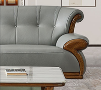 Set Sofa Seksional Bentuk L Gaya Eropa Mewah Modern dengan Rangka Kayu Solid Kulit PU Nyaman untuk Apartemen & Hotel